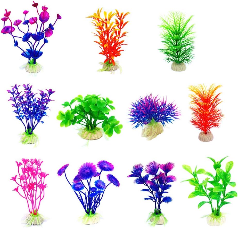 CousDUoBe Artificial Aquatic Plants 11 Pcs Small Aquarium Plants Artificial Fish Tank Decorations,Used for Household and Office Aquarium Simulation Plastic Hydroponic Plants