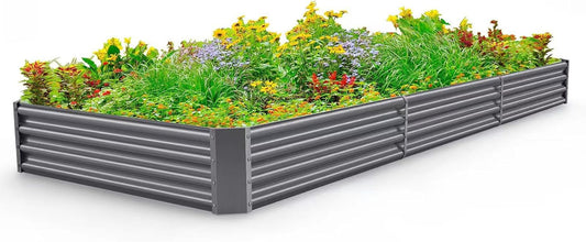 Land Guard 12×4×1ft Galvanized Raised Garden Bed Kit for Vegetables, Galvanized Super Large Metal Planter Raised Garden Boxes Outdoor(359 Gallon Capacity(Grey)…