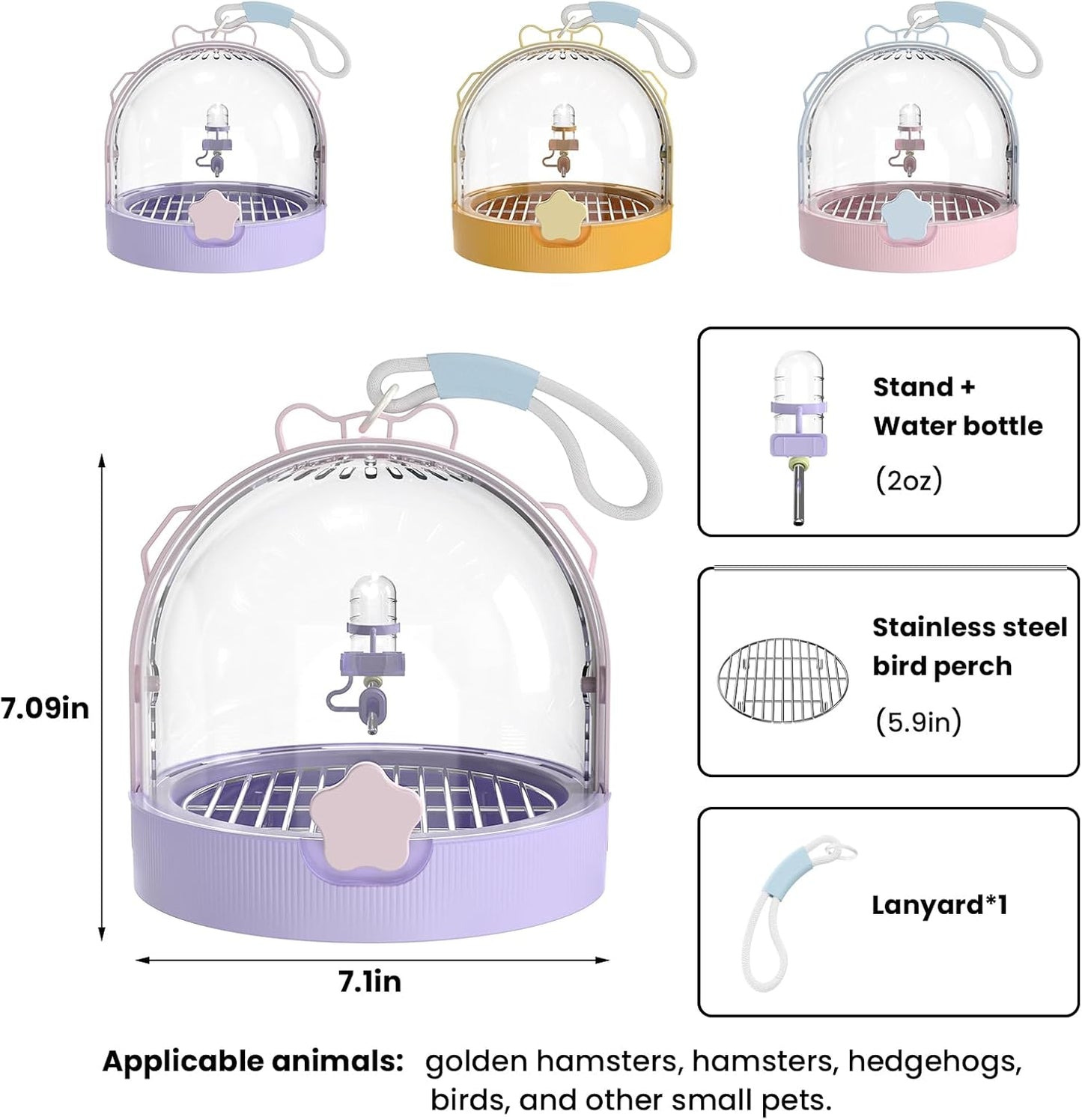 Birdcages,Carriers,Small Bird Travel Cage Carrier, Bird Carry Transport Bag,Small Animal Carrier, Travel Carry-Out Cage with Water Bottle (Yellow)