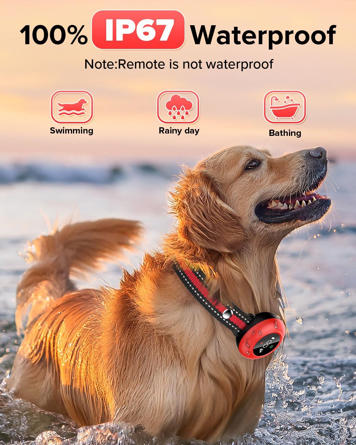 XDX 2-in-1 Dog Shock Collar & Bark Collar – 3300FT Dog Training Collar with Remote, Automatic Anti-Barking, 5 Adjustable Sensitivity Levels, IP67 Waterproof E-Collar for Small Medium Large Dogs