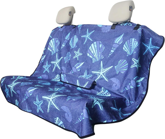 Back Seat Cover for Car Trucks Van SUV,Waterproof Rear Bench Towel Seat Covers for Dogs and Kids,Automotive Backseat Protector (Conch Shells Starfish)