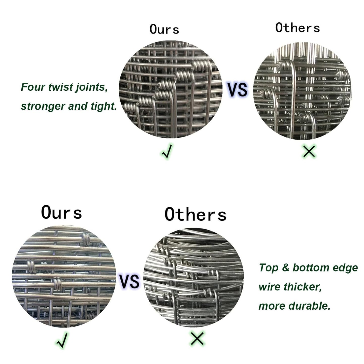 Farm Fence, 4ft x 164ft Galvanized Wire Fencing, Cattle Fence, Deer Fence, Heavy Zinc Coating Farm Fence Used to Hog Goat Fencing for Yard Garden and Field