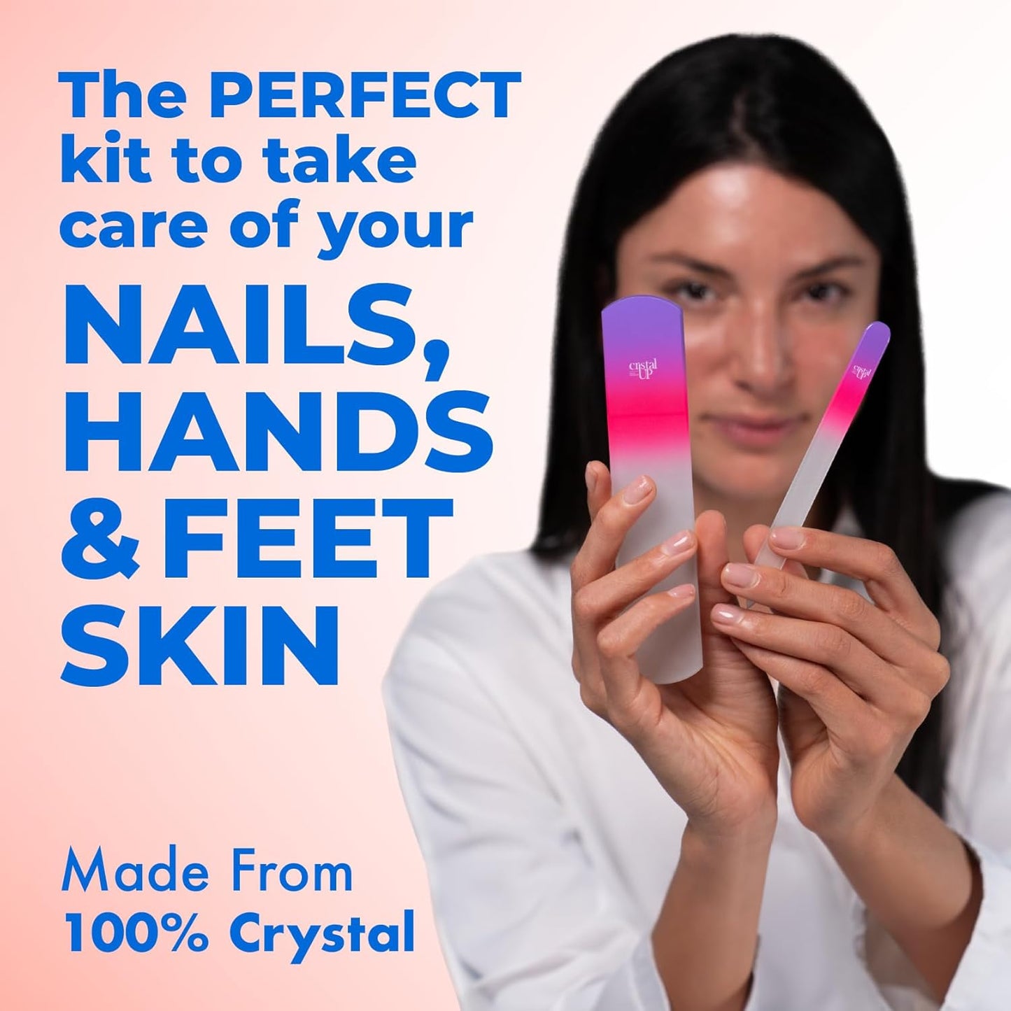 Crystal Nail and Feet Care Kit - 2PC with a Crystal Foot Scraper and Medium Glass Nail File, Durable and Gentle on Nails, Perfect for Home Office and On the Go
