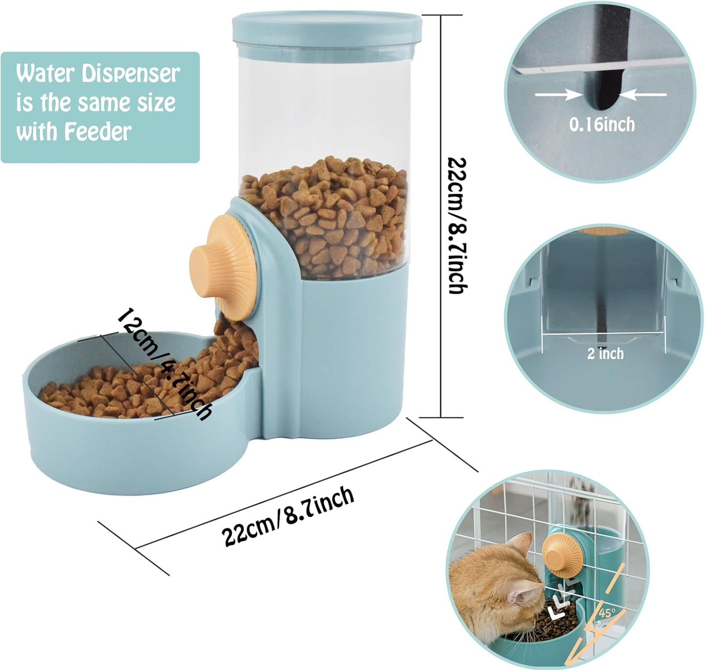Hanging Automatic Rabbit Food Water Dispenser, Auto Dog Kennel Water Dispenser 35OZ Gravity Bunny Feeder, Dog Cage & Crate Water Dispenser for Rabbit Guinea Pig Hedgehog Ferret Kitty Puppy