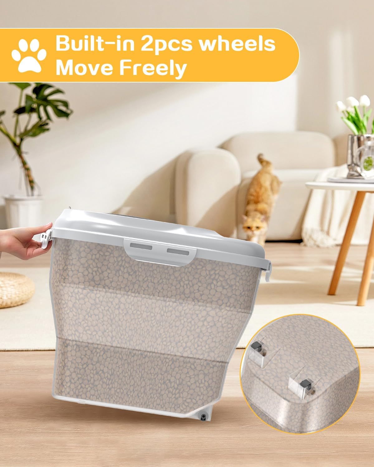 ANVS Dog Food Storage Container - Collapsible Dog Food Container with Airtight Lids, Scoop and 2.5L Small Pet Food Storage Container Dry Food For Dog, Cat and Other Pet Food (Transparent, 30 lbs)