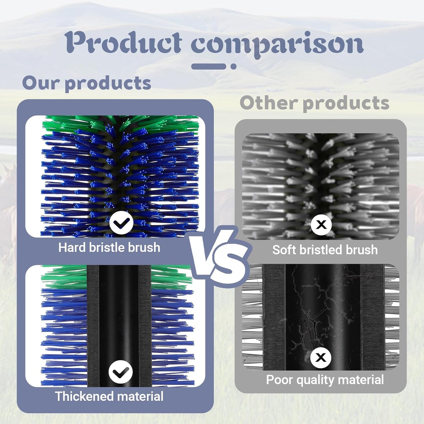 Livestock Scratching Brush, 17.5 x 7.8 Inch Goat Brushes for Grooming, Horse Brushes for Shedding, Livestock Brush with 4 Screws Great for Horse, Elk, Cattle, Pig, Sheep(Green)