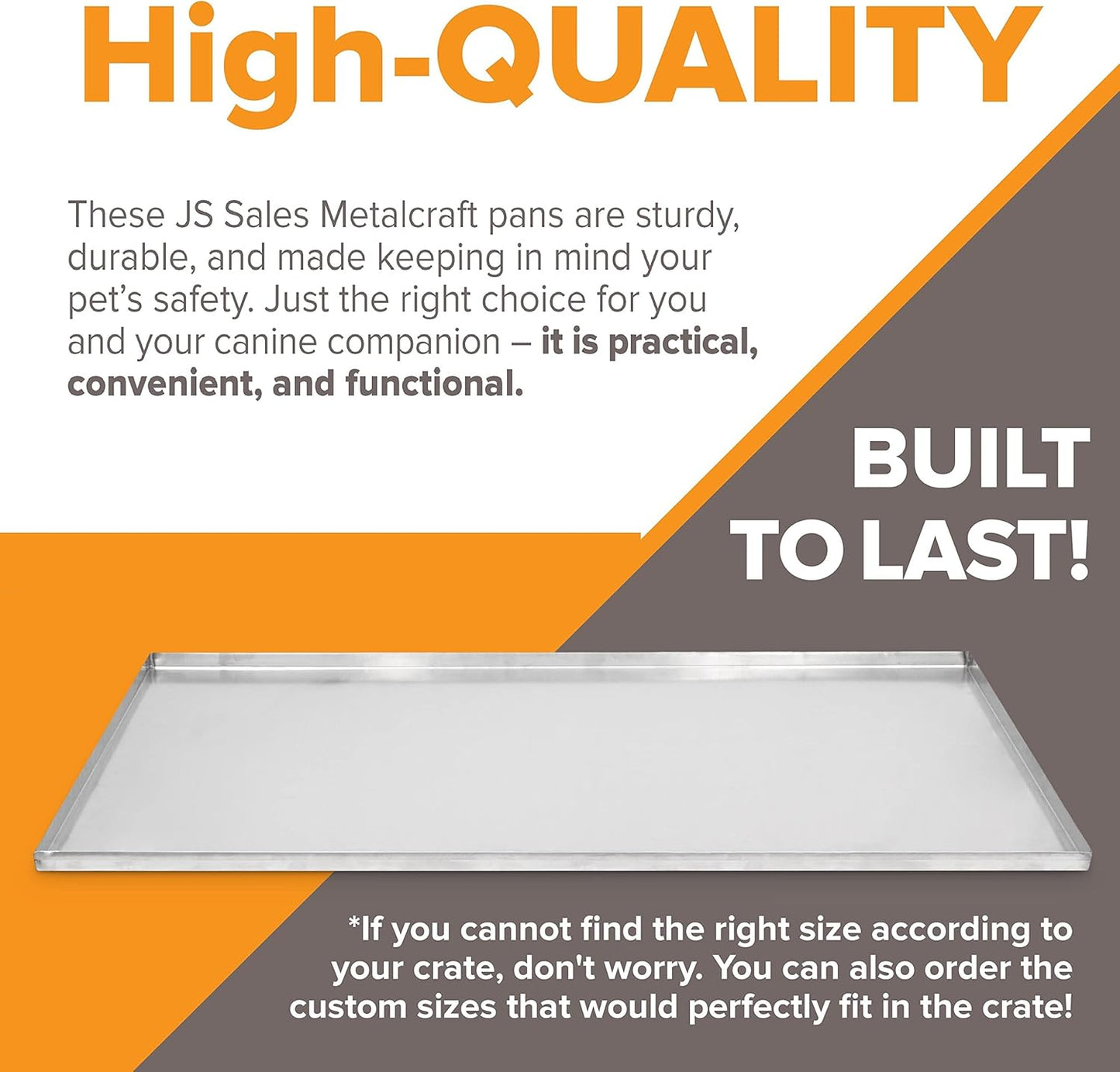 35" x 21.63" Metal Replacement Dog Crate Pan Chew Proof Crack Proof Pet Kennel Tray Central Dog Training Crate Pan Pet Supplies, Galvanized, 1" H