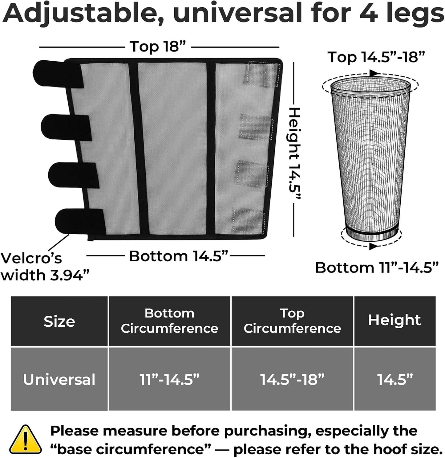 Mesh Horse Fly Boots Set of 4,Adjustable and Universal Loose Fitting & Non-Slip Horse Fly Leggings for Horses,Reduce Stressful Stomping (Grey)