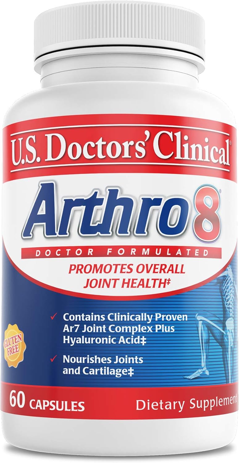 U.S. Doctors’ Clinical Arthro8 - Doctor-Formulated Joint Supplement + Hyaluronic Acid + Turmeric & Collagen for Flexibility, Mobility, & Strong Cartilage - 60 Capsules - 15/30-Day Supply