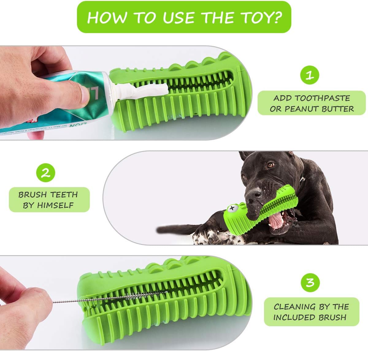 Dog Toys for Aggressive Chewers Large Medium Breed, Indestructible Dog Toothbrush Chew Toys, Squeaky Interactive Tough Extremely Durable, Dogs Toys to Keep Them Busy