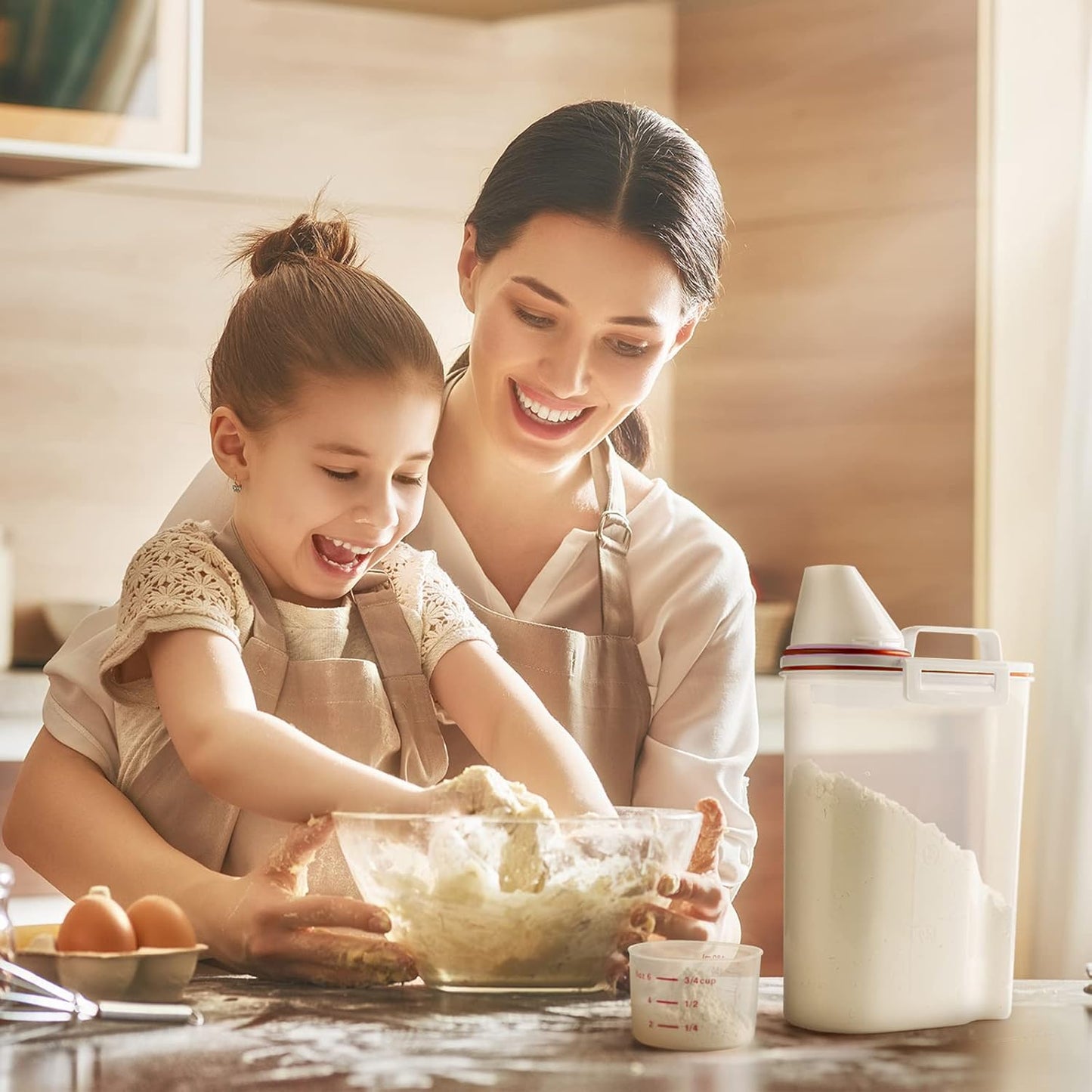 TBMax 2 Pack Rice Storage Containers 4 Lbs, Small Rice Dispenser with Measuring Cup, Cereal Containers Flour Bin, Kitchen Food Storage Container and Pantry Organizers, Pet Dog Cat Food Dispenser