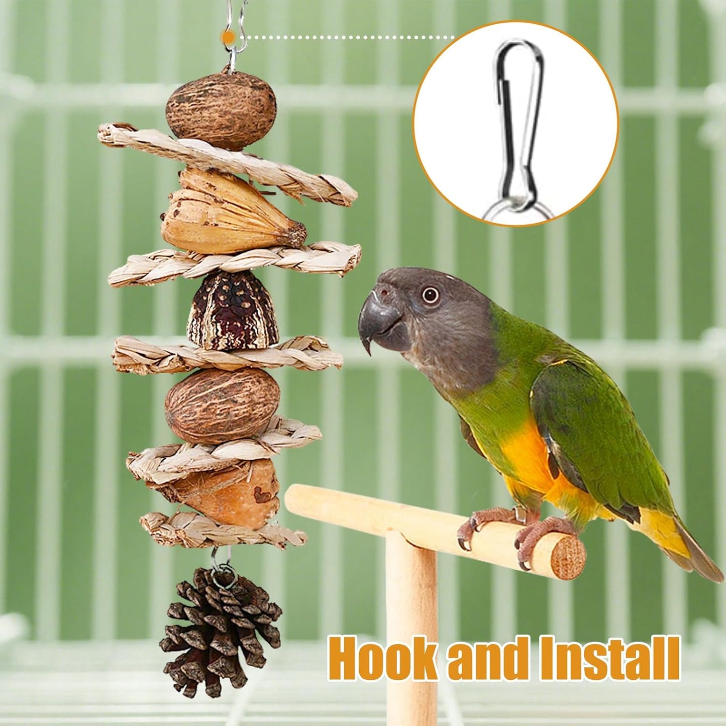 Bird Toys :Straw-Woven Parrot Toys,Parakeet Chewing Hanging Toy Bird Cage Accessories,Suitable Parrots Budgies Cockatiels Lovebird Monk Parakeet Amazon Parrot Sun Conure