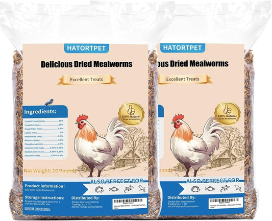 Dried Mealworms 20LB Pure Natural Non-GMO Mealworms for Chickens High Protein Chickens Feed Meal Worms for Laying Hens Wild Birds