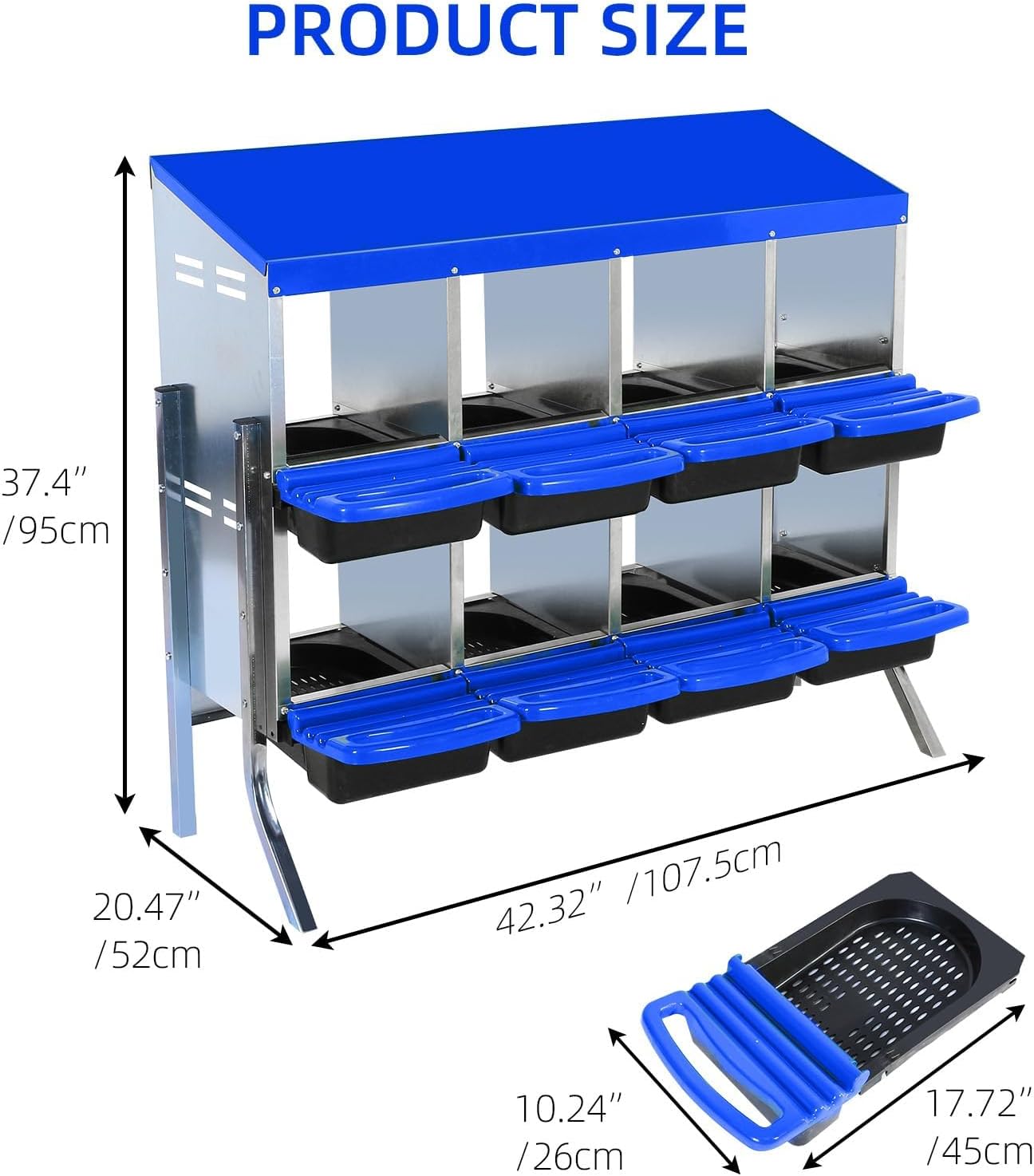 Chicken Nesting Box,8 Compartment Nesting Boxes for Laying Eggs with Legs,Wall Mount Poultry Roll Away Chicken Laying Boxes,Easy Egg Collection,Cleanable Pull Out Hen Roosting Boxes 8 Hole
