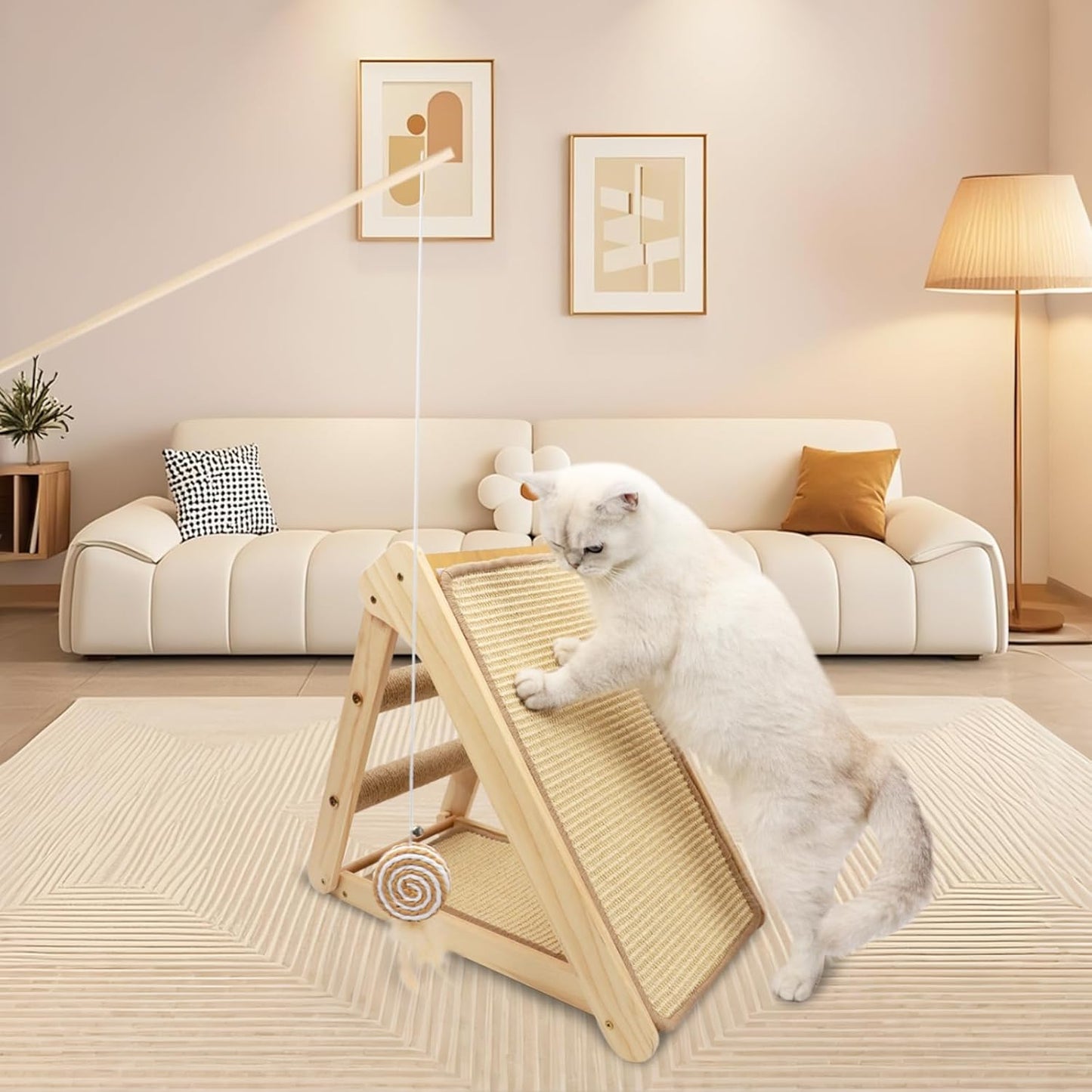 Cat Sisal Scratching Ramp Cats Scratching Post Kitten Scratcher Ramp Sisal Scratcher Posts for Indoor with Cat Teaser