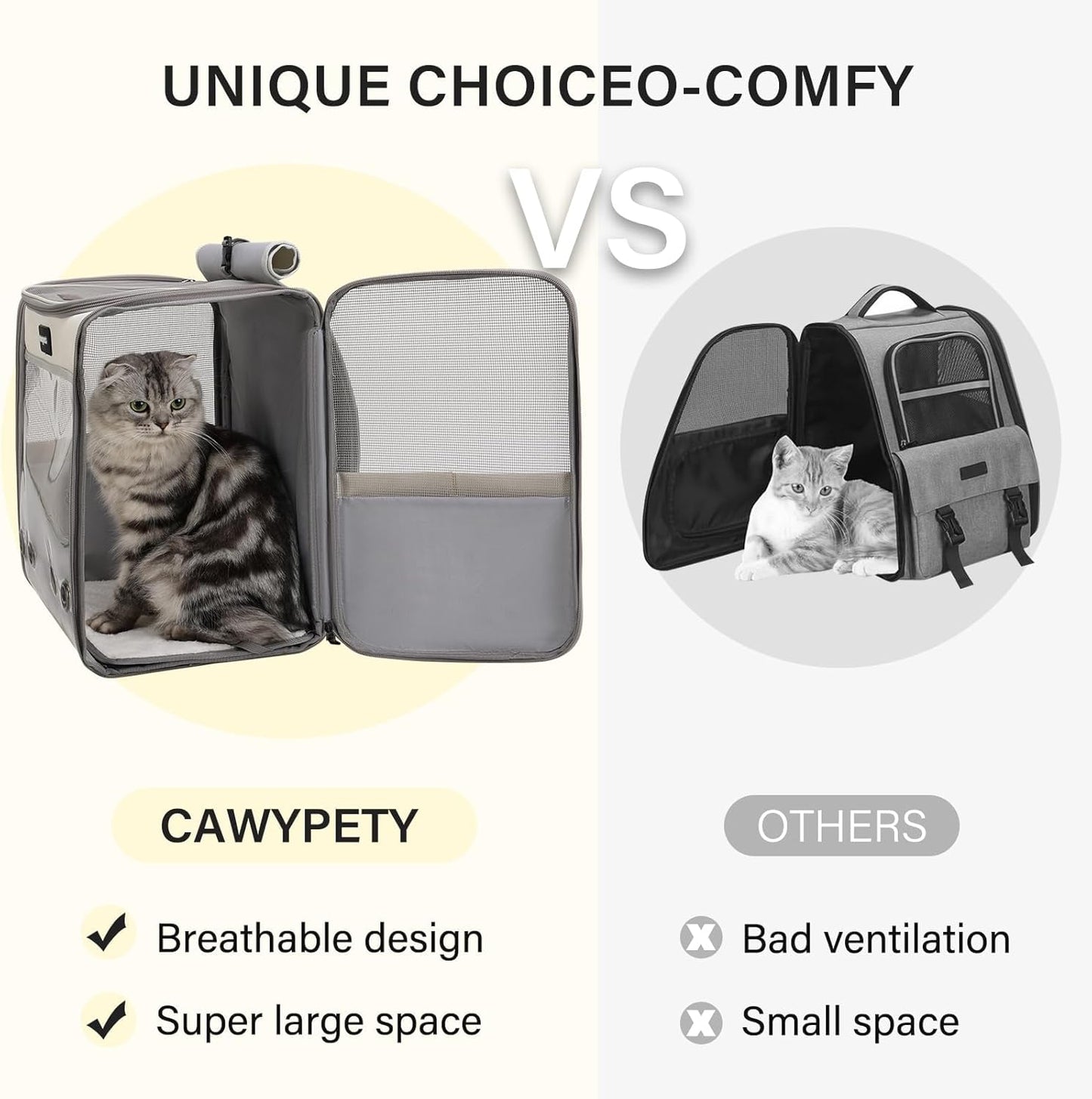 Cat Carrier Backpack,Cat Carrier with Window Blind,Cat Backpack for Small Cats Dogs, Safety Straps, Collapsible, Breathability,Designed for Travel, Hiking, Outdoor,Car