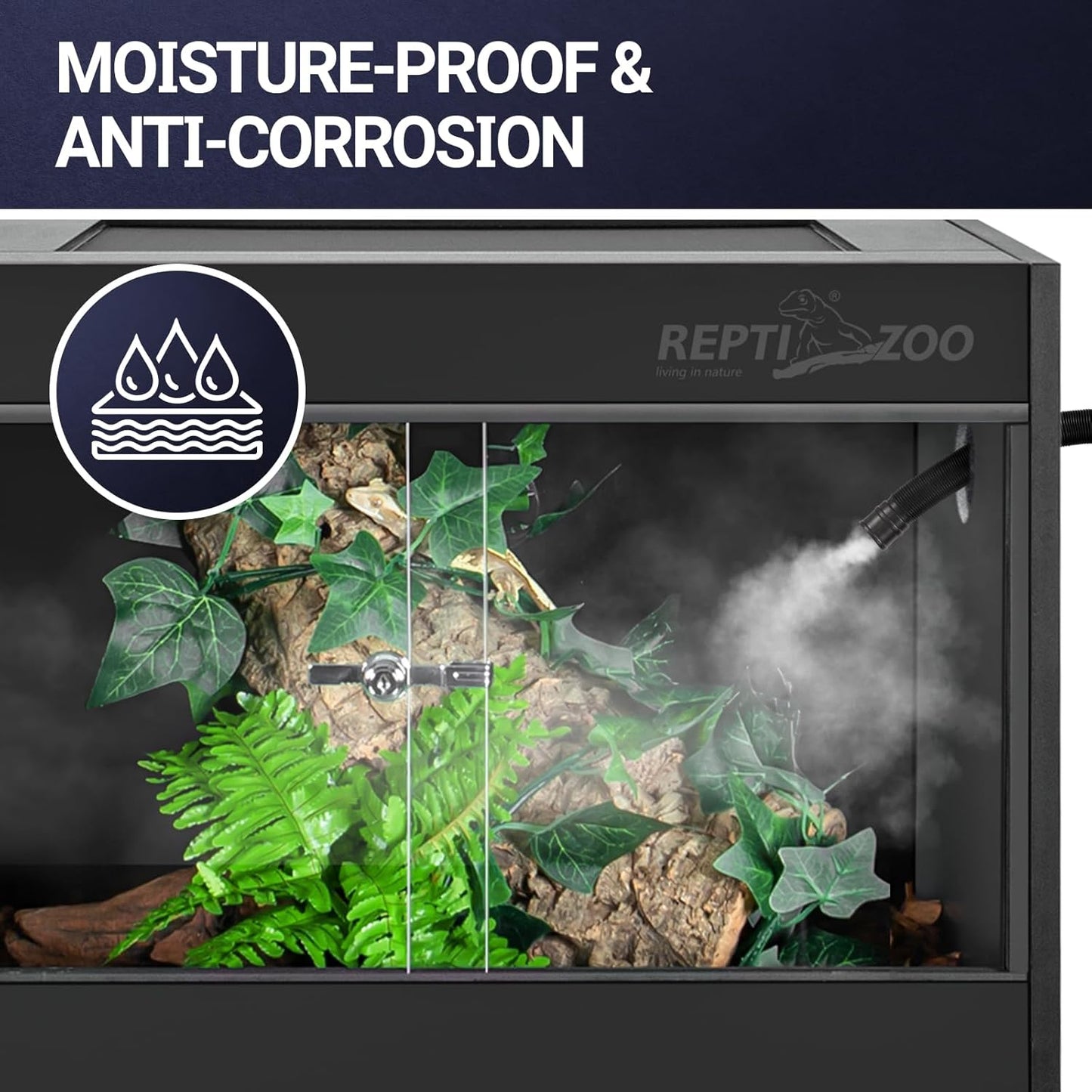 REPTI ZOO 120 Gallon PVC Reptile Tank Terrarium, 48x24x24 Reptile Terrarium for Ball Python Snake Bearded Dragon Gecko, Large Reptile Glass Tank with Sliding Door & Screen Ventilation