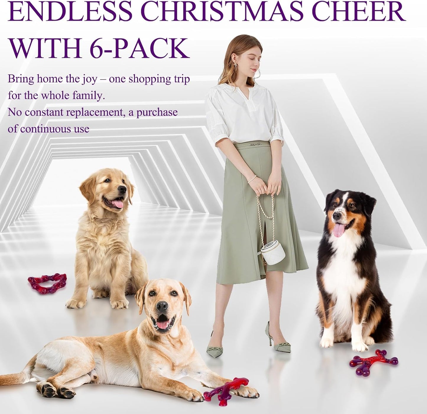 6-Pack Indestructible Dog Toys for Large Breed: Dog Toys for Aggressive Chewers, Nylon Dog Chew Bones for Large Dogs, Dog, Irresistible Beef Flavor