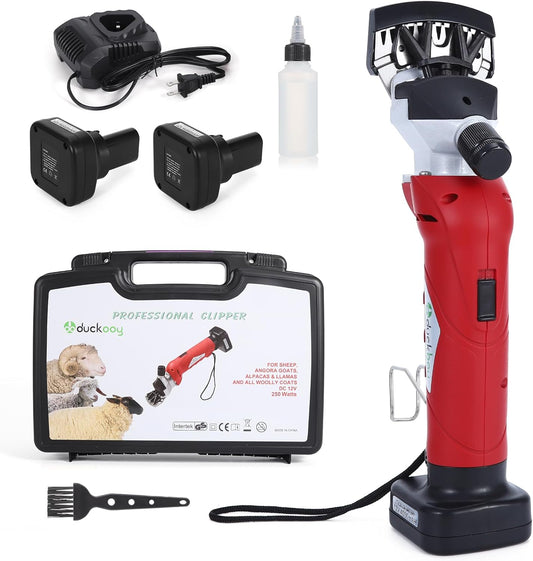 DUCKBOY Cordless Sheep Shears Clippers, Rechargeable Animal Pet Hair Clipper Groomer Shears 380W 18V for Animal, Goats, Cattle, Farm Livestock Pet, Hair Shaving