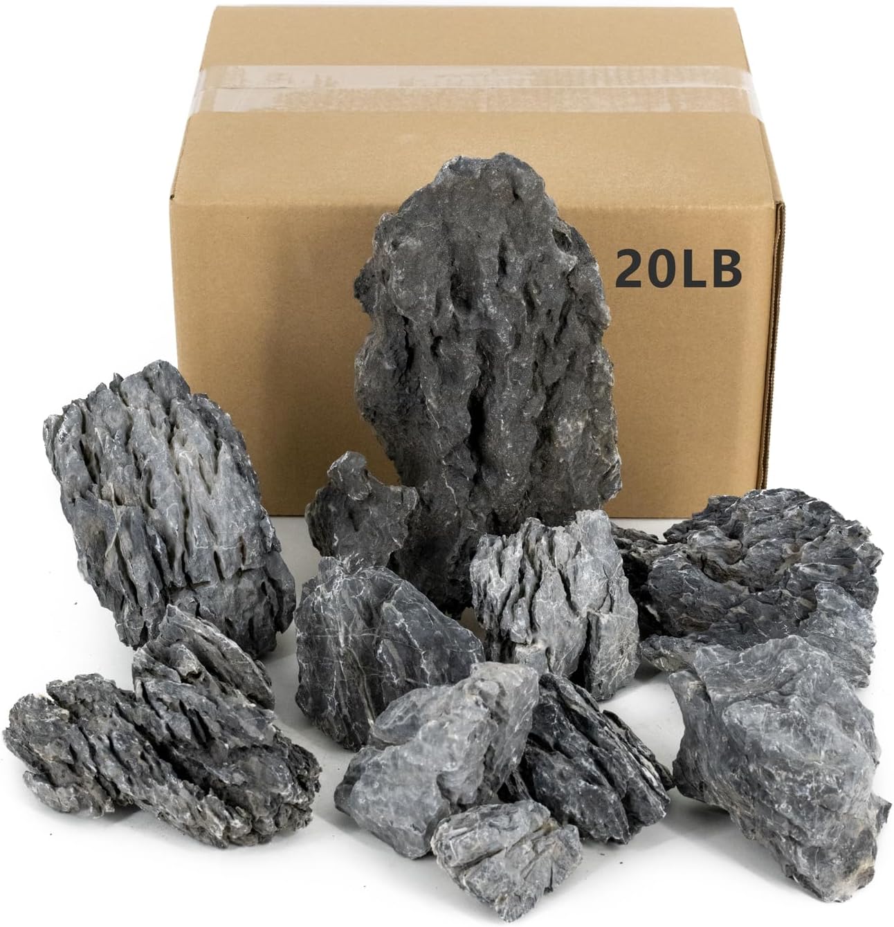 Seiryu Stone Natural Stone Rocks Fish Tank Decor Rocks for Aquariums Landscaping Model Tank Decoration Aquarium Miniature -20Lb (2-8 inch)