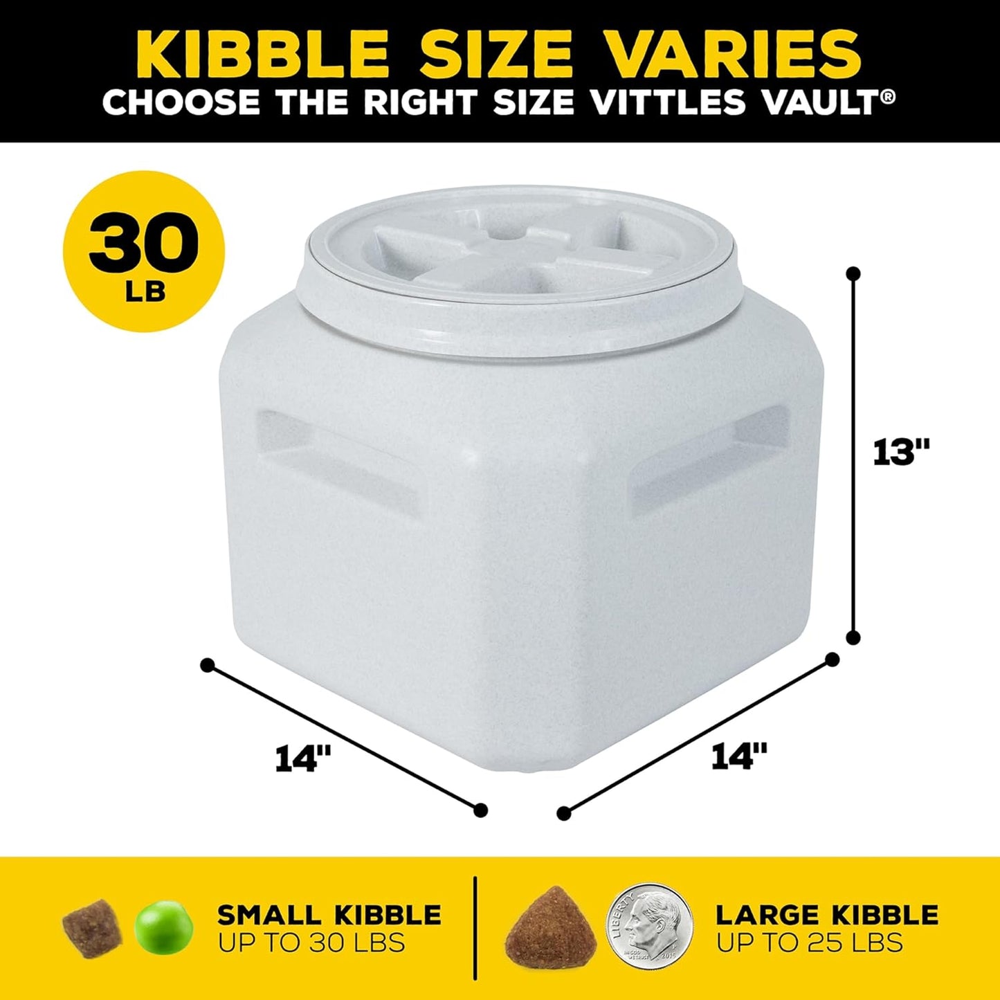 Gamma2 Vittles Vault Dog Food Storage Container with Airtight Lid, holds up to 25-30 Pounds of Dry Pet Food, Cat Kibble and Bird Feed, BPA Free, Made in USA