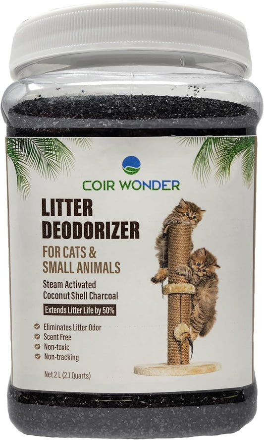 Cat Litter Deodorizer – 2.2 Lb Activated Charcoal Carbon – Odor Eliminator for Litter Box, Chicken Coop, Small Animal Enclosures – Extends Litter Life – Natural Pet Odor Control Granules