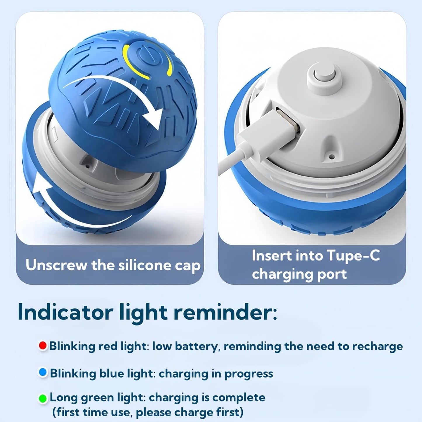 2025 New Interactive Dog Toys Dog Balls,Durable Motion Activated Automatic Rolling Ball Toys for/Small/Medium Dogs(Blue