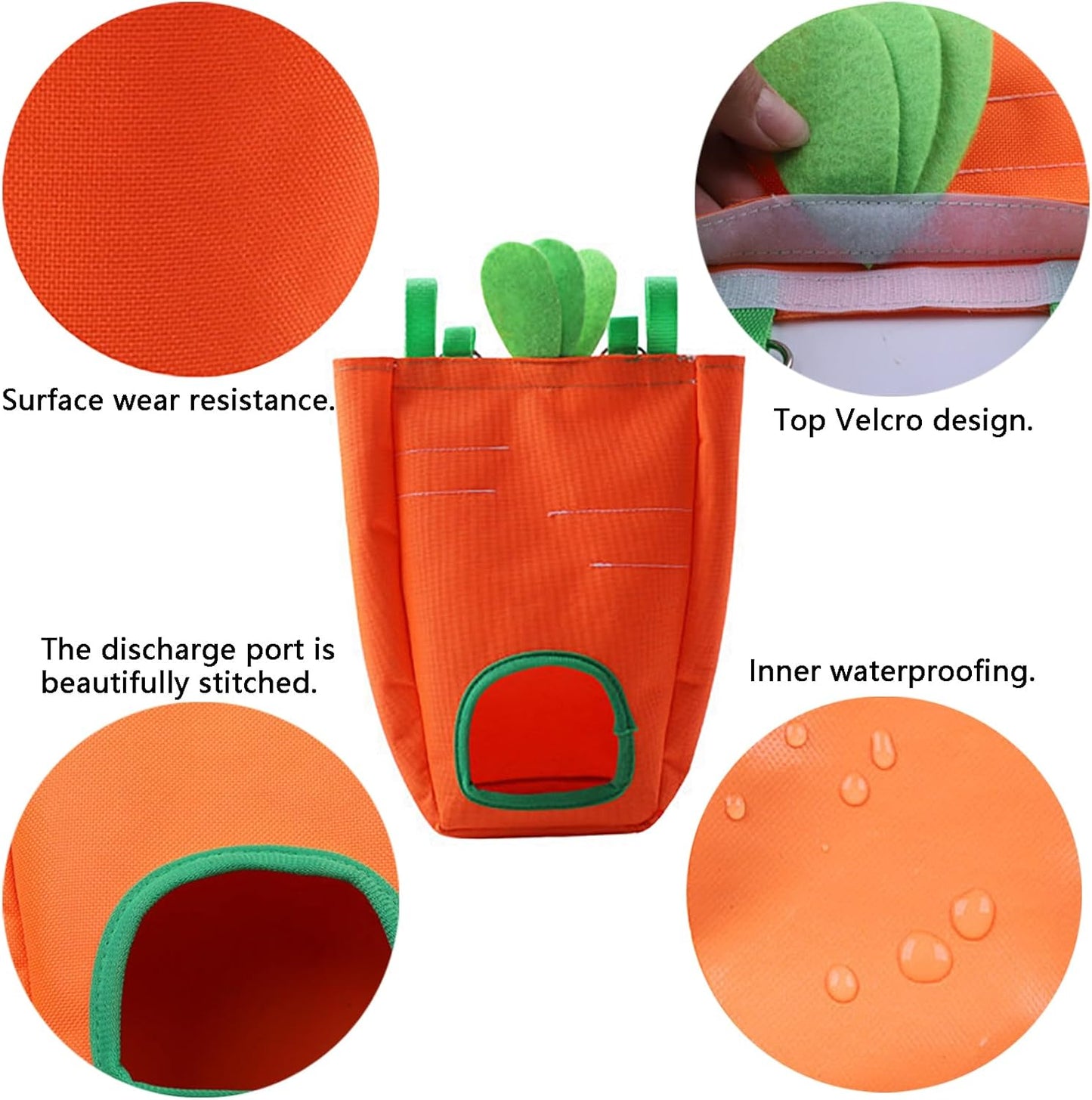 GKYZBB Rabbit Hay Feeder Bag for Cage Guinea Pig Timothy Hay Dispenser Storage Manger Hanging Large Less Waste for Bunny(Carrot)