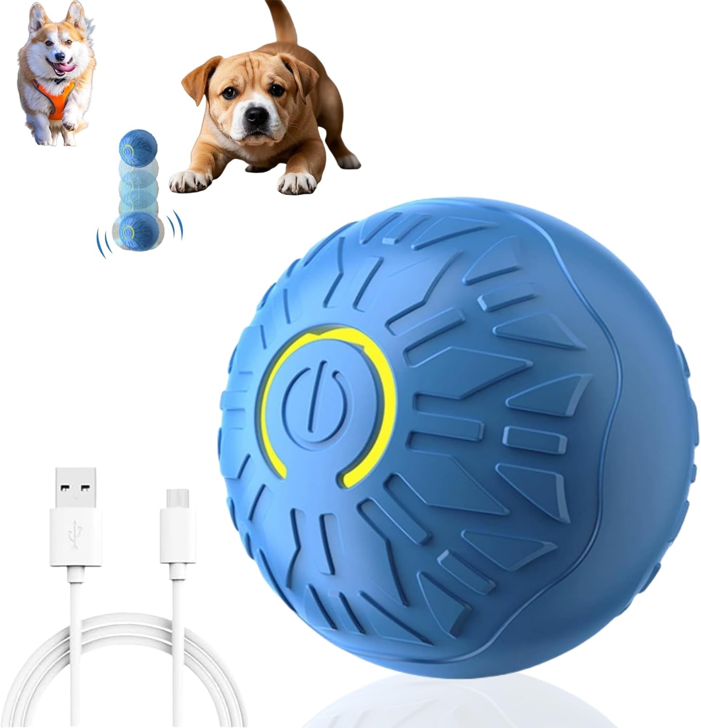 2025 New Interactive Dog Toys Dog Balls,Durable Motion Activated Automatic Rolling Ball Toys for/Small/Medium Dogs(Blue