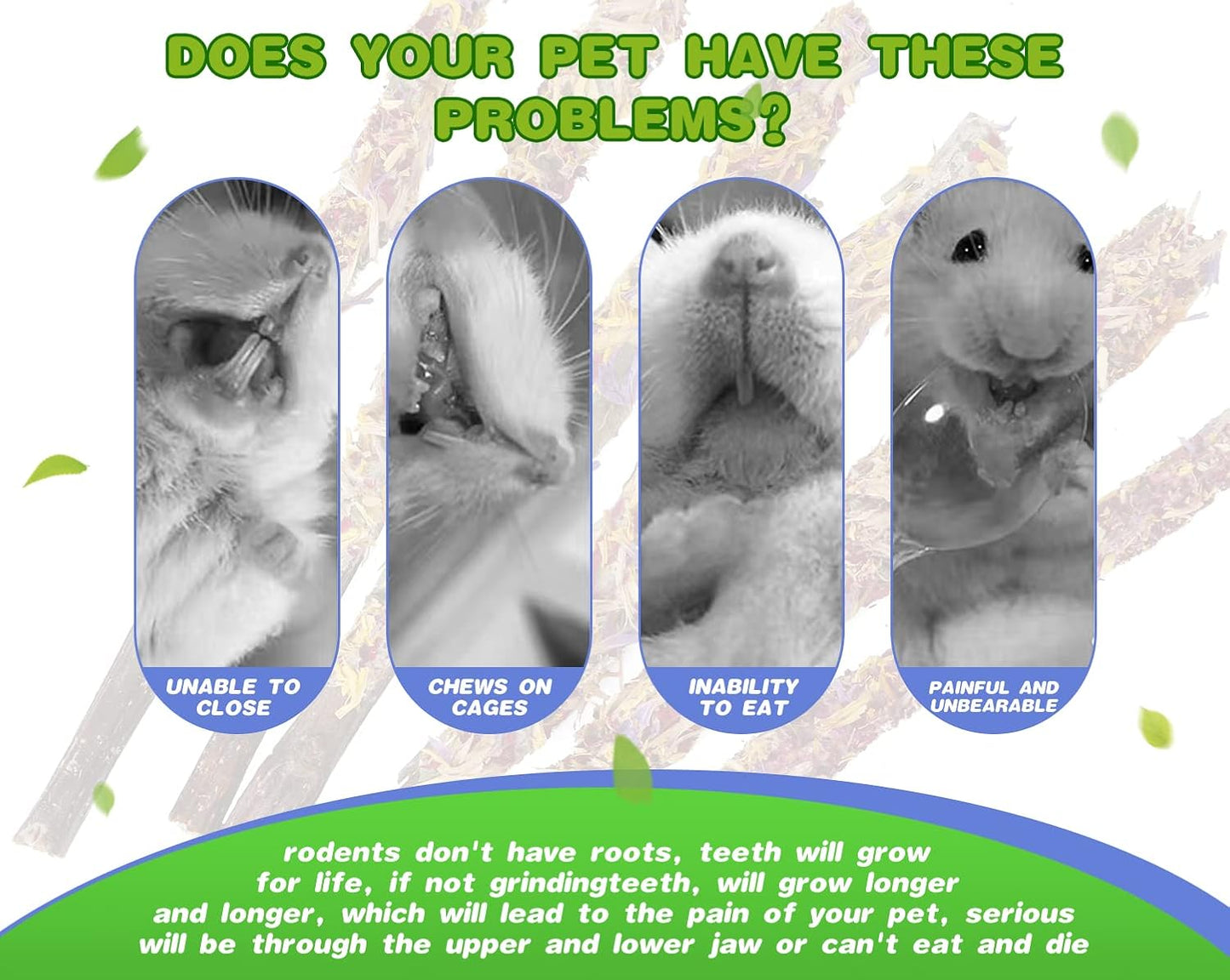 Abizoo Bunny Chew Toys for Rabbits,18PCS Natural Apple Wood Sticks with Petals Good for Chinchillas Guinea Pig Hamster Teeth Care, Bunny Small Pet Treats Teething Toys| Natural Organic Safe