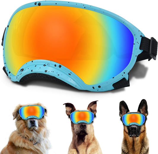 Large Dog Sunglasses with Adjustable Strap UV Protection, Winproof Dog Puppy Sunglasses, Suitable for Medium-Large Dog Pet Glasses, Dogs Eyes Protection,Soft Dog Goggles