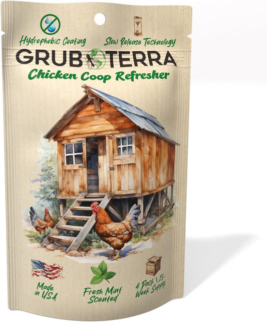 GrubTerra Coop Refresher Odor Freshener for Chicken Pen, Suitable for Chicken Waterer and Chicken Feeder, Smell Control Solution for Clean and Fresh Chicken Living Environment