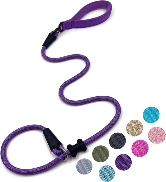 Slip Lead Dog Leash,Strong Nylon Rope Leash and Padded Handle,No Pull Outdoor Walking Training Lead for Small Medium Large Dogs(Purple,1/2"×4ft)