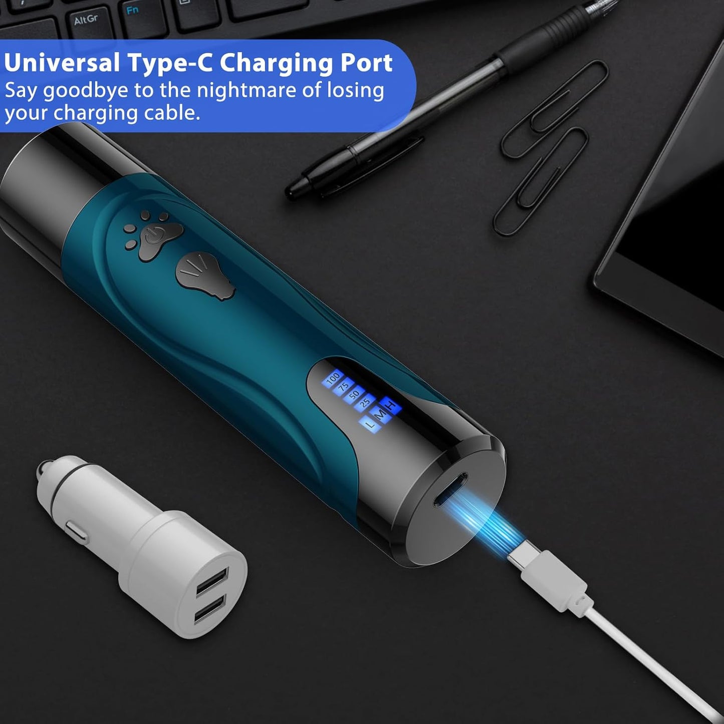 Dog Nail Trimmers and Dog Nail Clippers Kit, Whisper Quiet Electric Grinder with Light, for Small, Medium, Large Dogs, Cats Toenail Grooming, 3 Speeds