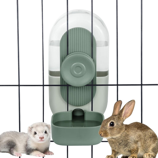 28oz Hanging Automatic Water Dispenser,Rabbit Water Bottle,Bunny Guinea Pig Ferret Water Bowl for Cage,Suitable for Small Animal Puppies(Cage Grid Spacing Over 1.2'') (Green)