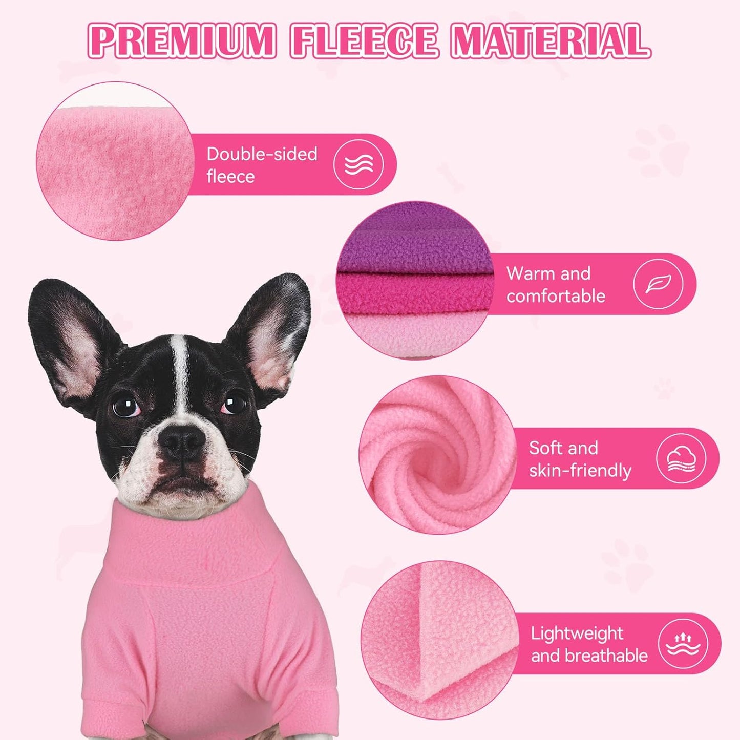 3 Pack Dog Sweater Fleece Pet Clothes Turtleneck Soft Warm Sweatshirt Dog Sweaters for Small Dogs Puppy Sweater Boy Girl Pet(Pink+Hotpink+Purple,XS)