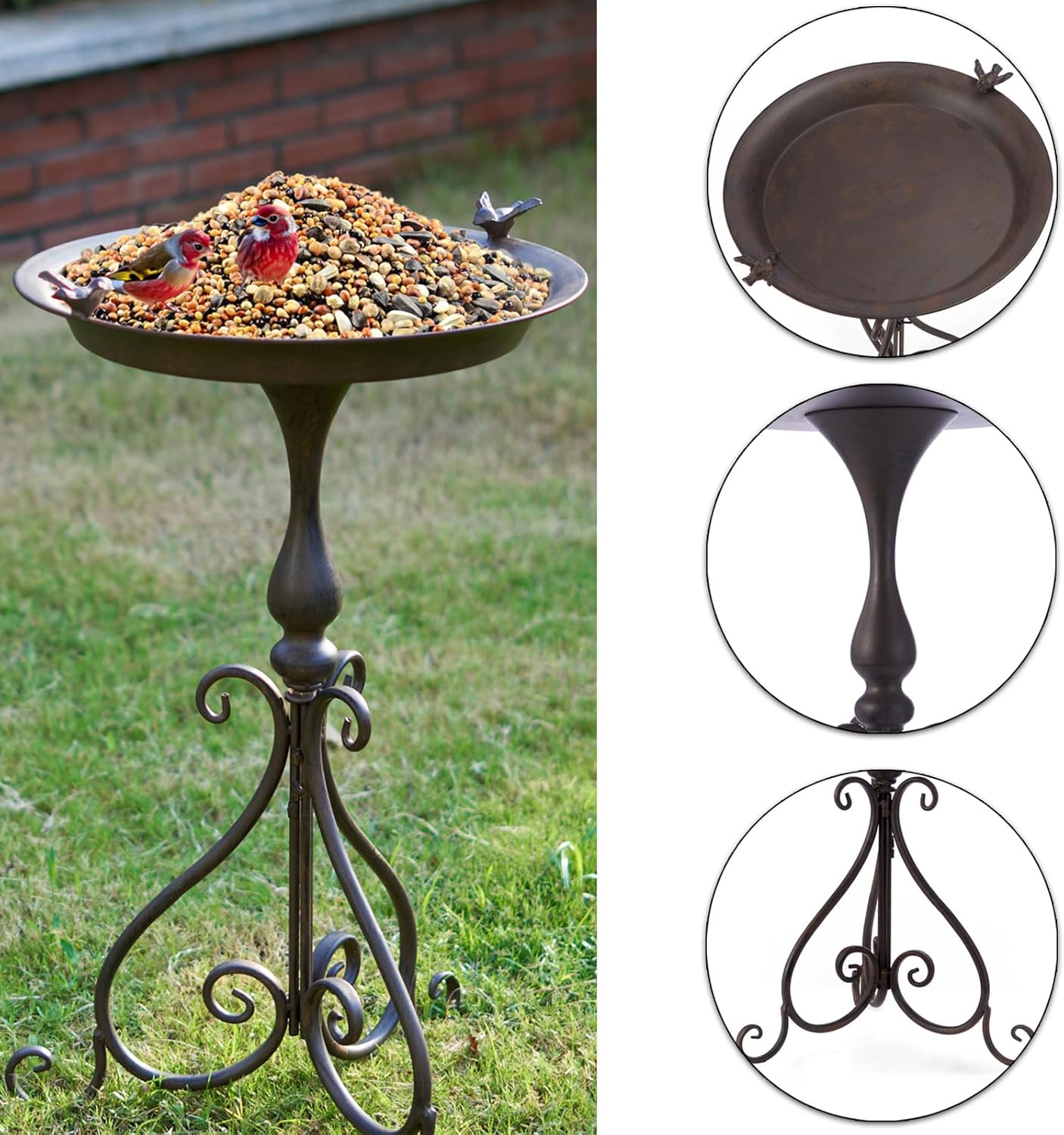 Dia 18" W*28" H Large Metal Bird Bath with Stand, Bird Baths for Outdoors, Metal Birdfeeder,for Garden Yard Decor