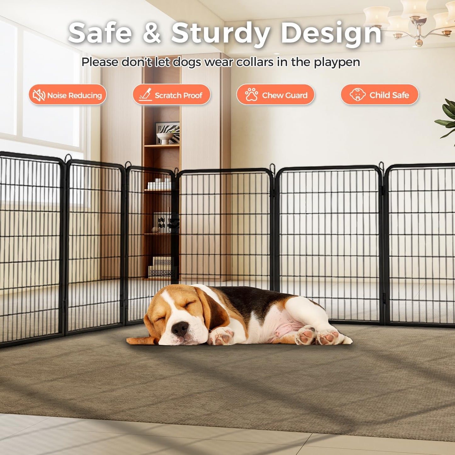 32 Inch Dog Playpen - 8 Panels Metal Pet Exercise Pen for Small-Medium Dogs, Indoor/Outdoor Dog Fence for Yard, Garden, Camping & RV Travel