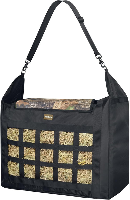 Hay Bag for Horses,Slow Feeder for Horse/Donkey/Goat, Premium 1680D Oxford Cloth,Easy to Fill and Hang with Extra Large Opening(Camo)