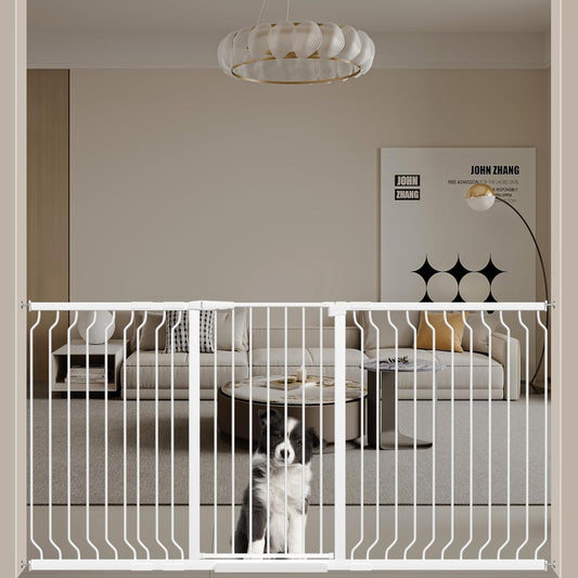 WAOWAO Extra Tall 40.55" Baby Gate 73.62-80.70" Wide Pressure Mounted Walk Through Swing Auto Close Safety White Metal Toddler Child Dog Pet for Indoor Stairs,Doorways,Kitche