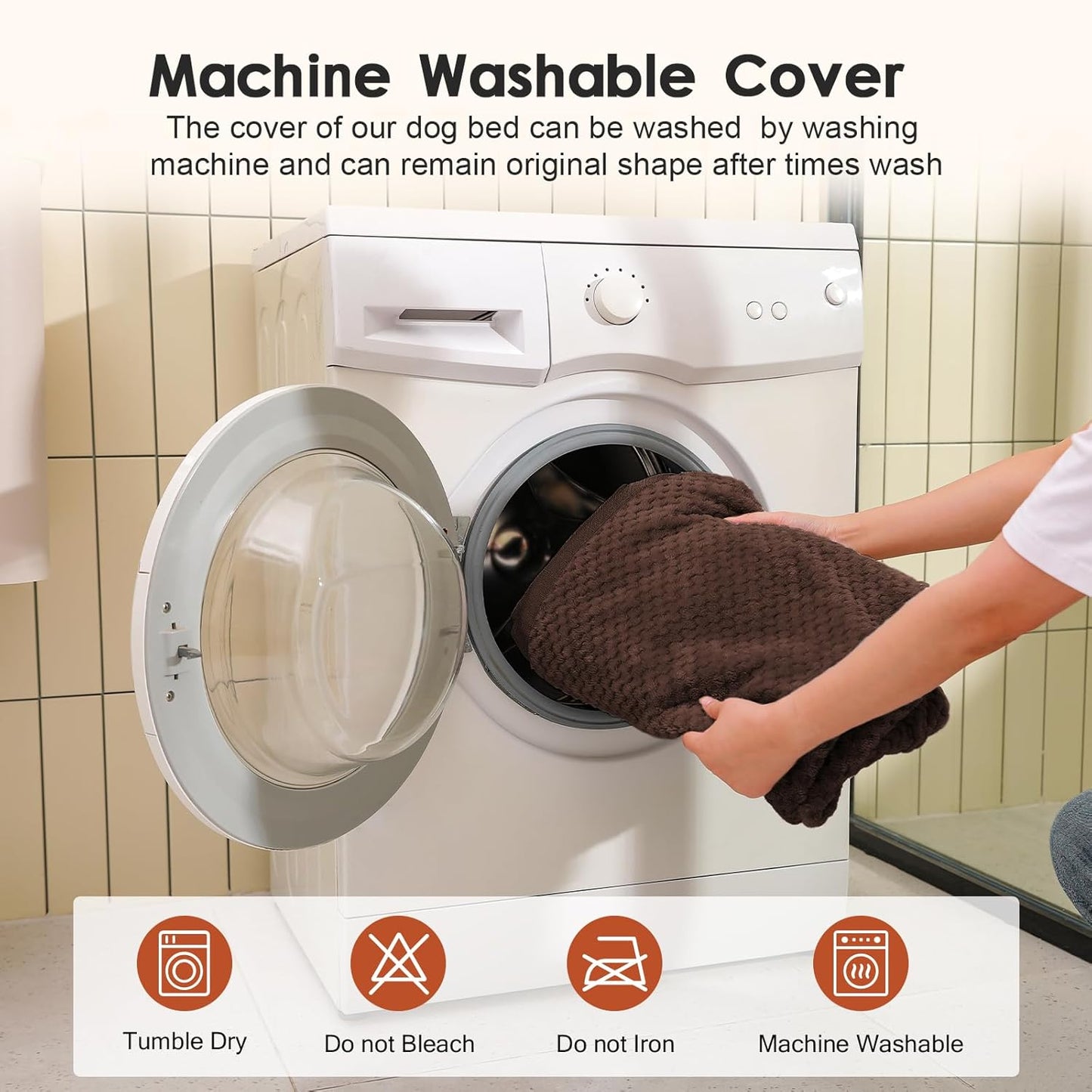 Orthopedic Dog Bed, 3 Inch Memory Foam Dog Beds for Large Dogs, Washable Removable Cover, Nonskid Bottom, Waterproof Pet Couch for Indoor, Outdoor or Car Use, 36x27 Inches L Brown Grey