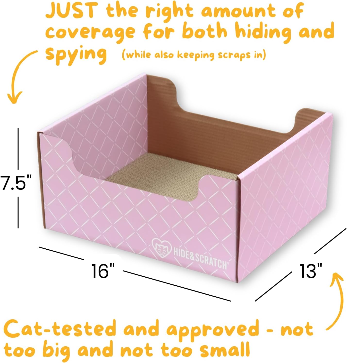 HIDE & SCRATCH Cat Scratcher Box and Cat Bed with Refillable Double-Sided Cardboard Scratch Pad for Indoor Cats