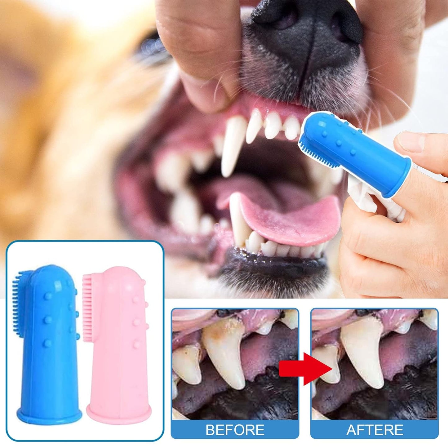 8 Pack Small Dog & Cat Toothbrush Kit, 360º Pet Toothbrush/Mini Head/Dual Head / 10000 Ultra-Soft Bristles Tooth Brush/Finger Toothbrushs for Cat Kitten Doggie Dental Care, Oral Hygiene