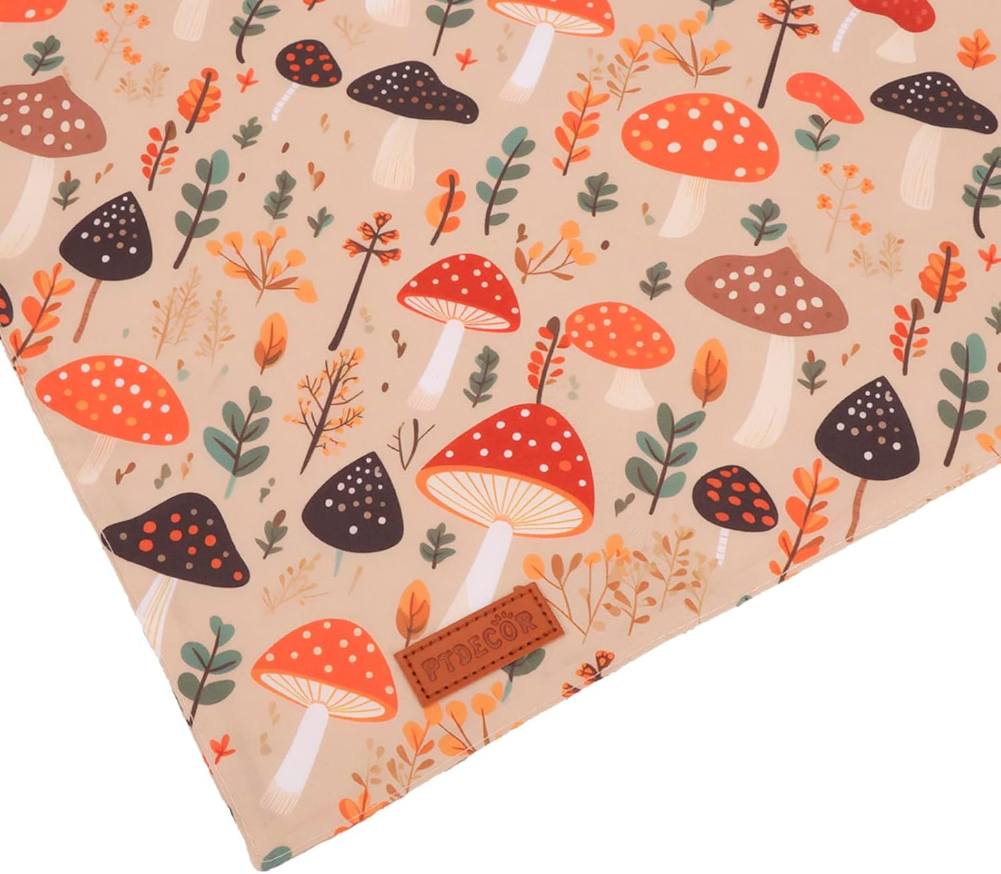 PTDECOR Fall Dog Bandana, Pumpkin Mushroom Design Scarf Reversible Holiday Dog Scarf, Triangle Thanksgiving Bandanas for Large X-Large Dogs (X-Large)