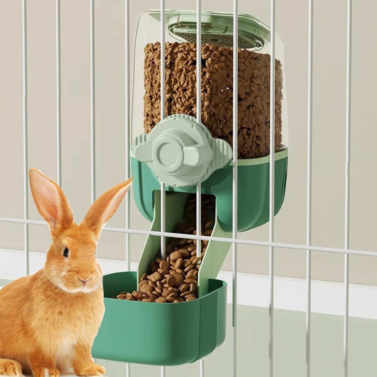 Pet Hanging Automatic Feeders Drinking Bowls,Gravity Rabbit Feeder and Water Set,Cage Cat Food Bowl Feeding Station for Puppy Kitten Chinchilla Hedgehog Guinea Pig Ferret (Yellow-Food)