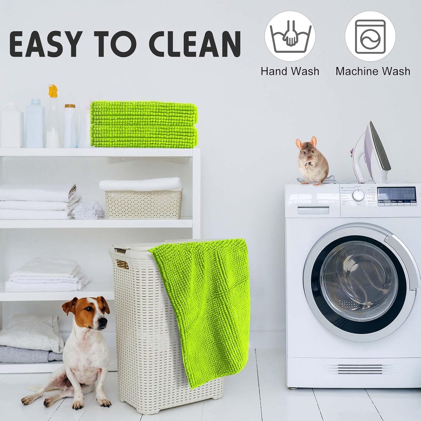 Amylove 4 Pcs Guinea Pig Cage Liner Guinea Pig Bedding Washable Fleece Pee Pads Reusable Small Animals Training Mat Small Animal Sleeping Bed for Bunny Hamster(Green,16 x 24 Inch)