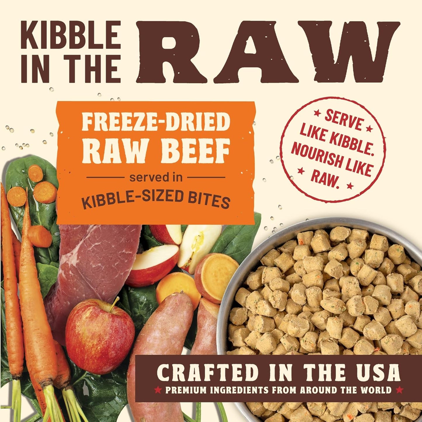 Primal Kibble in The Raw, Freeze Dried Dog Food, Beef, Scoop & Serve, Made with Raw Protein, Whole Ingredient Nutrition, Crafted in The USA, Dry Dog Food 5.4 lb Bag