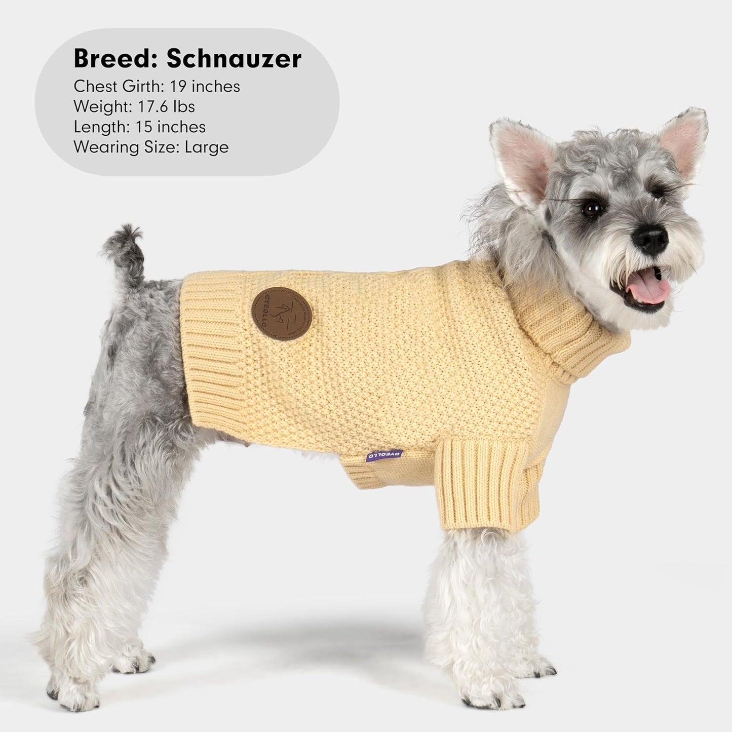 cyeollo Small Dog Sweater with Leash Hole Turtleneck Knitted Sweaters Winter Dog Clothes Sweaters for Small Dogs S