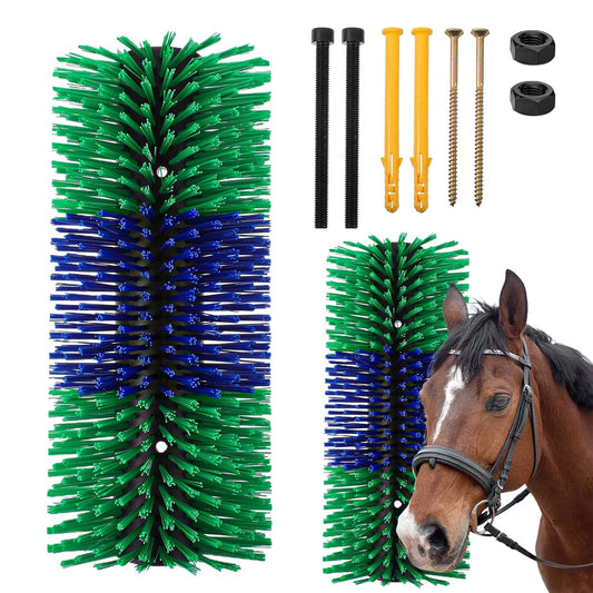 Livestock Scratching Brush, 17.5 x 7.8 Inch Goat Brushes for Grooming, Horse Brushes for Shedding, Livestock Brush with 4 Screws Great for Horse, Elk, Cattle, Pig, Sheep(Green)