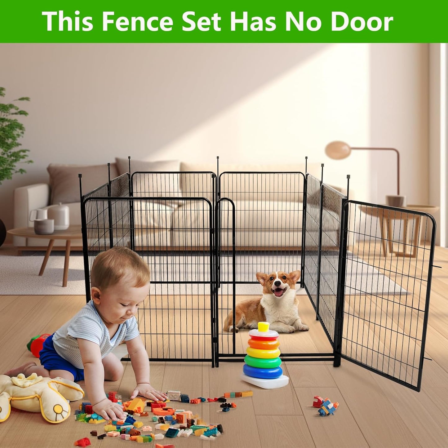 40in(H) Doorless Fence for Garden 14 Panels, 31.2 Ft(L) Barrier, Outdoor Garden Protection for Dogs Low Threshold,Indoor Fence Without Gate
